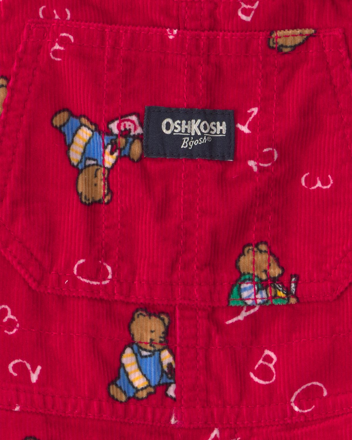 Toddler Bear Corduroy Overalls - Red - Image 3