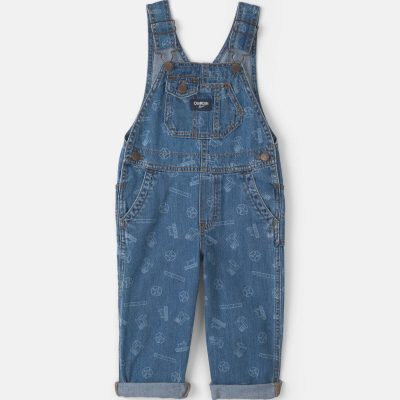 Toddler Logo Denim Overalls - Light Wash
