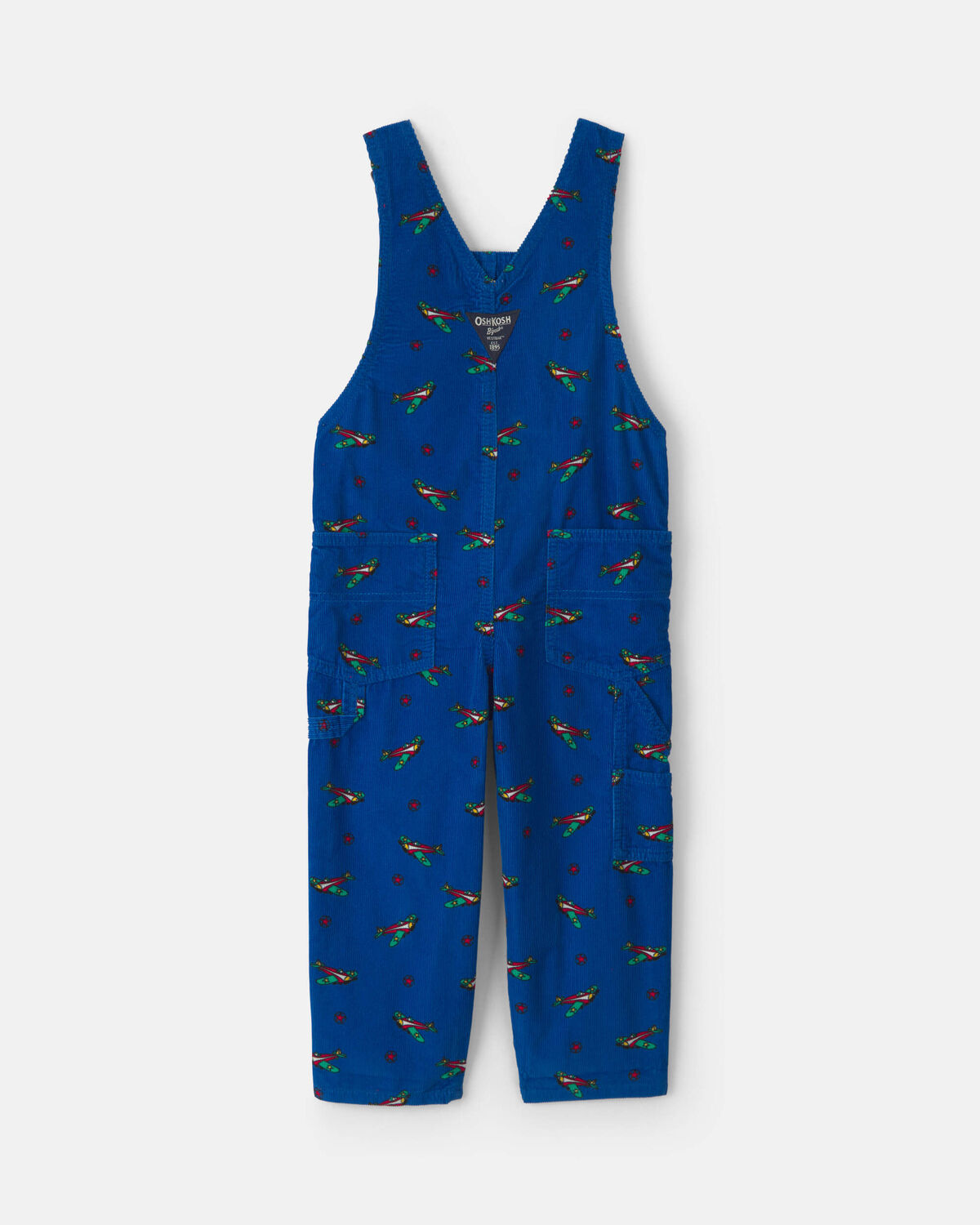 Toddler Boy Airplane Corduroy Overalls - Blue - Image 2