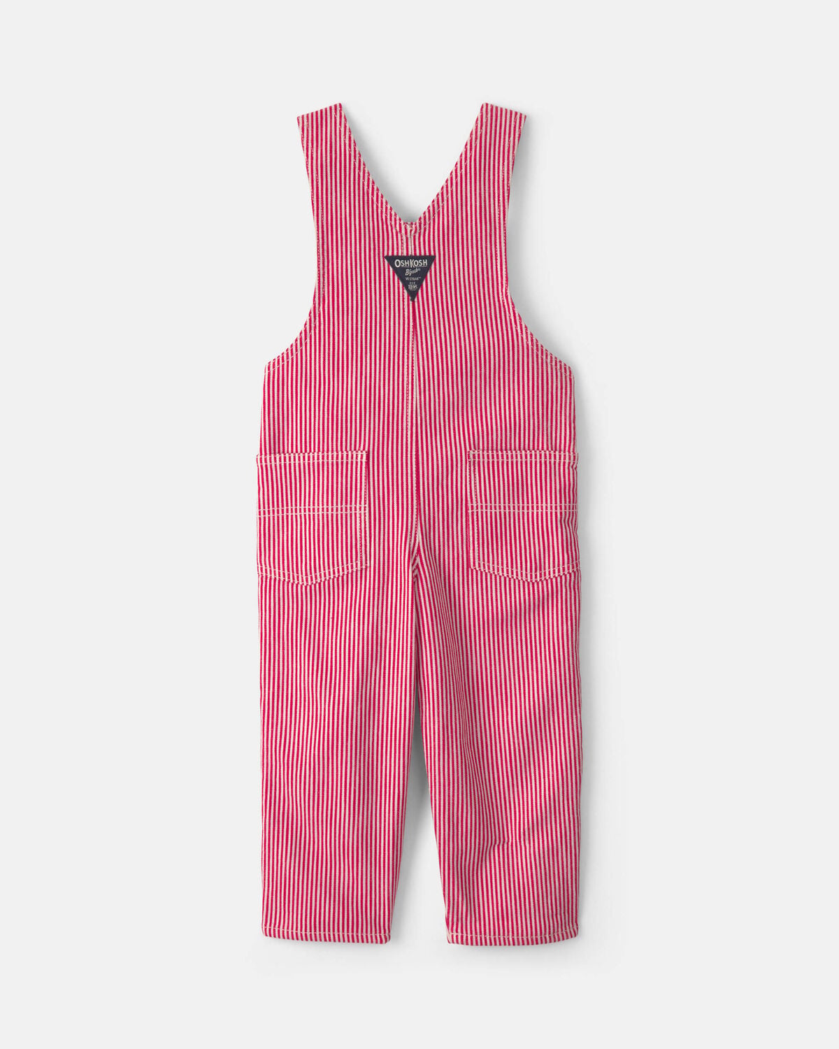 Toddler Boy Hickory Stripe Overalls - Red/White - Image 2
