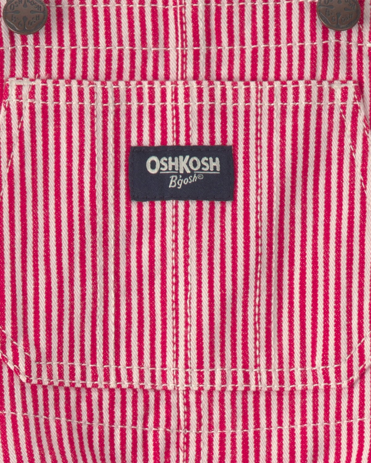 Toddler Boy Hickory Stripe Overalls - Red/White - Image 3