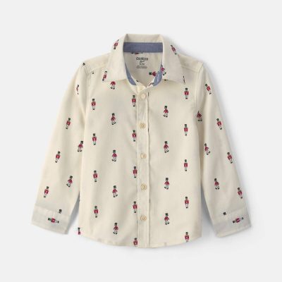 Toddler Boy Nutcracker Christmas Long-Sleeve Shirt - White