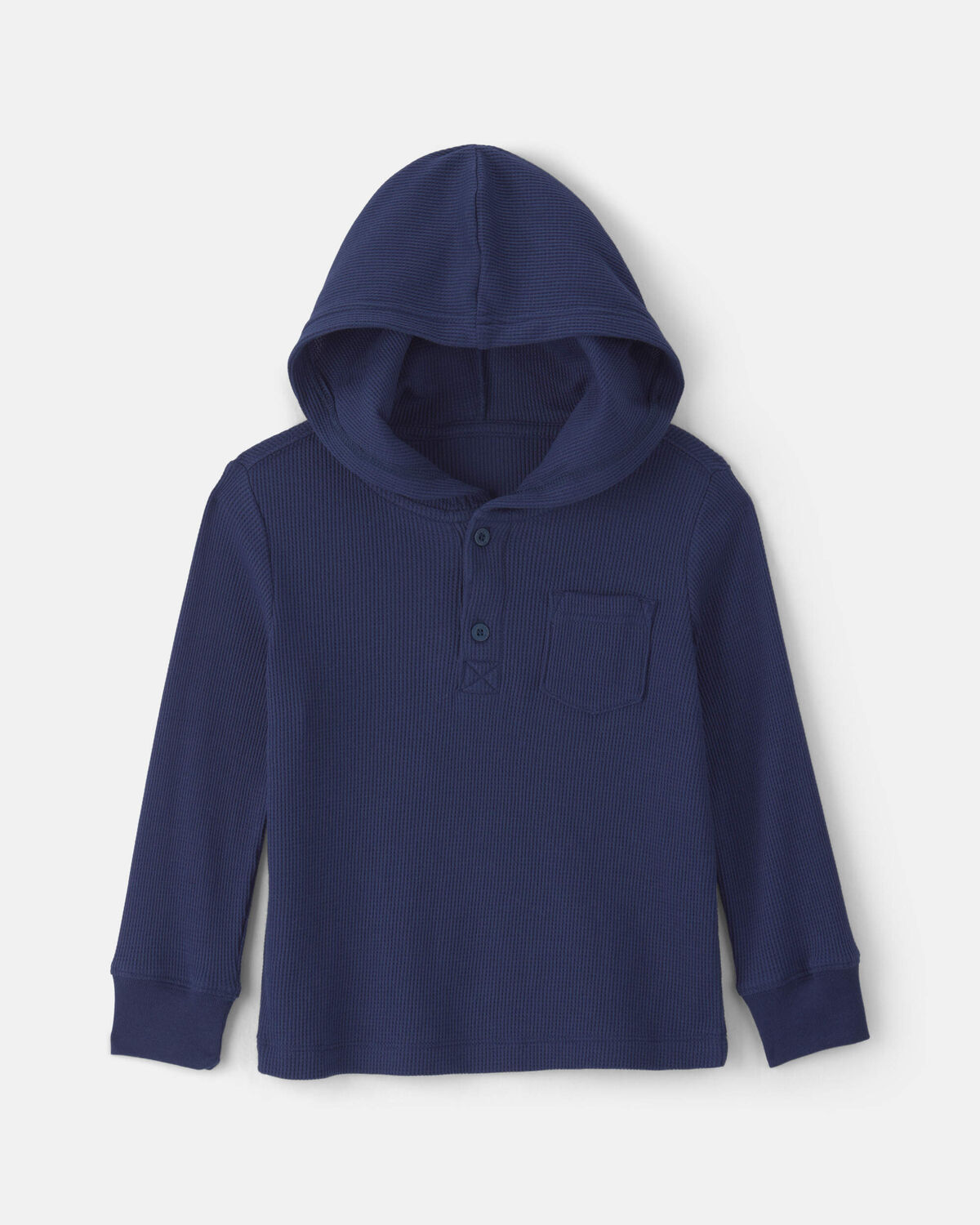 Toddler Boy Thermal Long-Sleeve Hoodie Top - Navy Blue