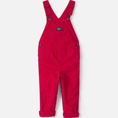 Toddler Girl Corduroy Overalls - Red