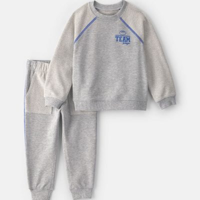Toddler Boy 2-Piece 'Team Player' French Terry Sweatshirt & Pant Set - Grey