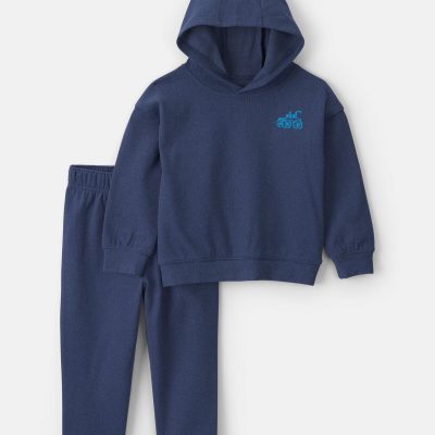 Toddler Boy 2-Piece Car Long-Sleeve Top & Pant Set - Navy Blue