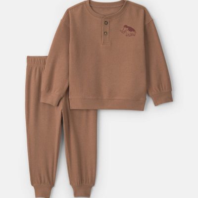Toddler Boy 2-Piece Long-Sleeve Top & Pant Set - Brown