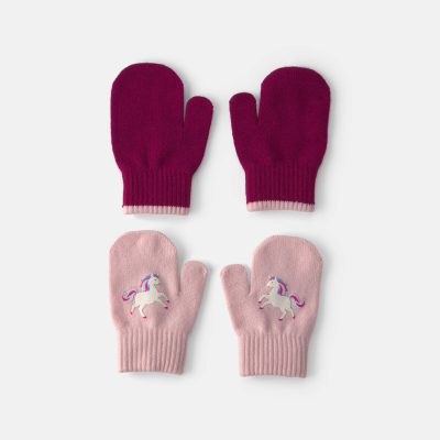 Toddler Girl 2-Pack Unicorn Mittens - Pink/Burgundy