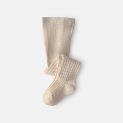 Toddler Girl Ribbed Tights - Cream