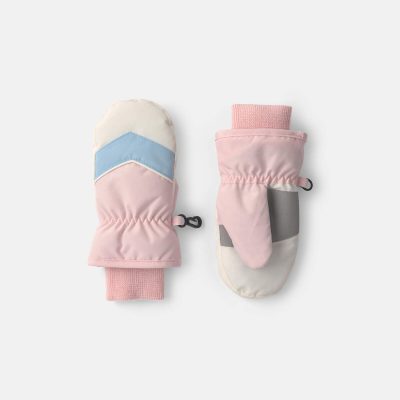 Toddler Girl Color Block Ski Mittens - Pink/Blue/White
