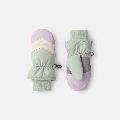 Toddler Girl Color Block Ski Mittens - Green/White/Purple