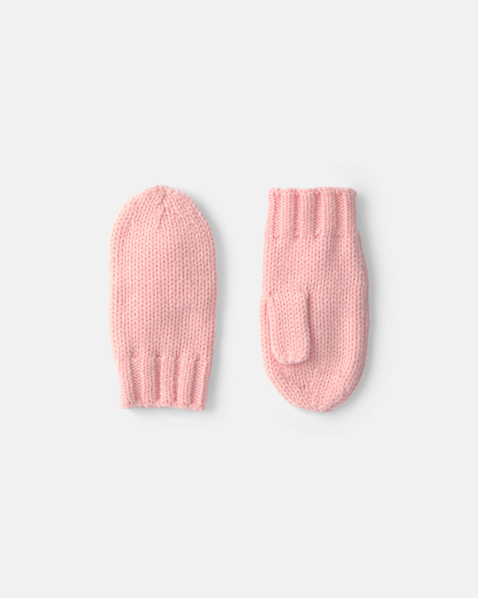 Toddler Girl Ribbed Mittens - Light Pink - Image 2