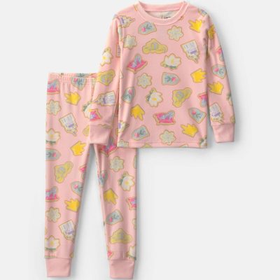 Toddler Girl 2-Piece Disney Holiday Princess DreamPlush Snug Fit Pajama Set - Pink