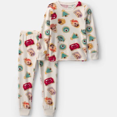 Toddler Boy 2-Piece Pixar Christmas DreamPlush Snug Fit Pajama Set - Ivory