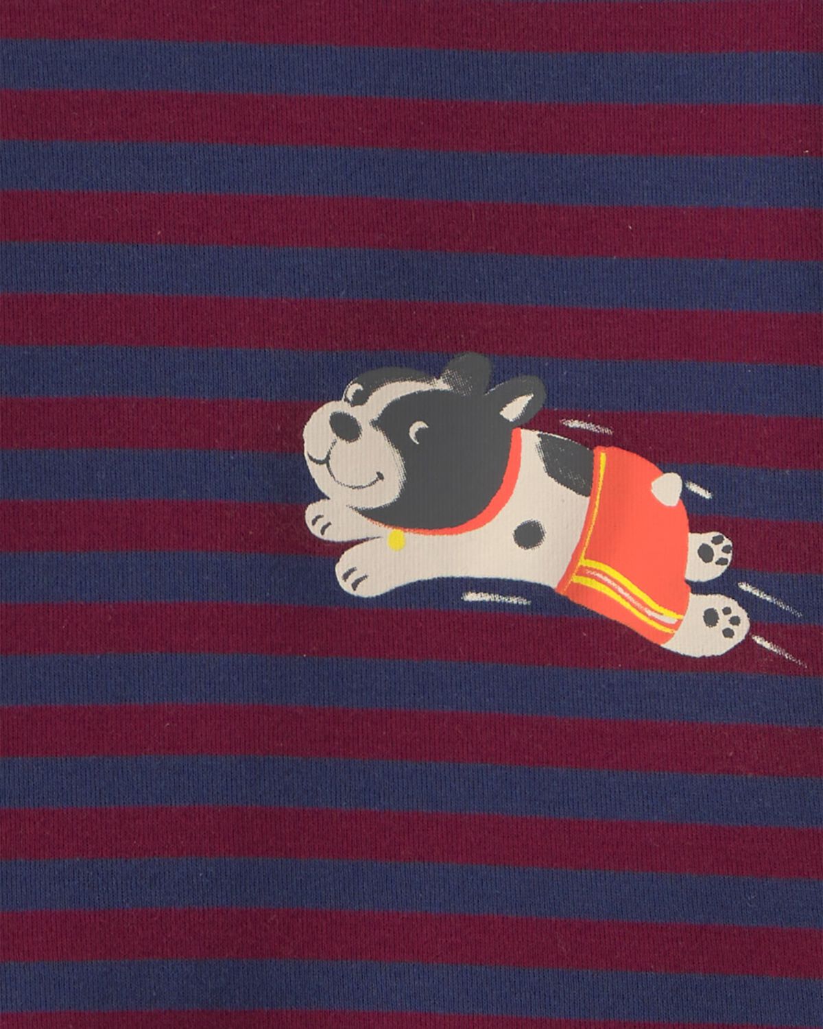 Toddler Boy 4-Piece Dog Striped 100% Cotton Snug Fit Pajama Set - Burgundy/Cream - Image 2