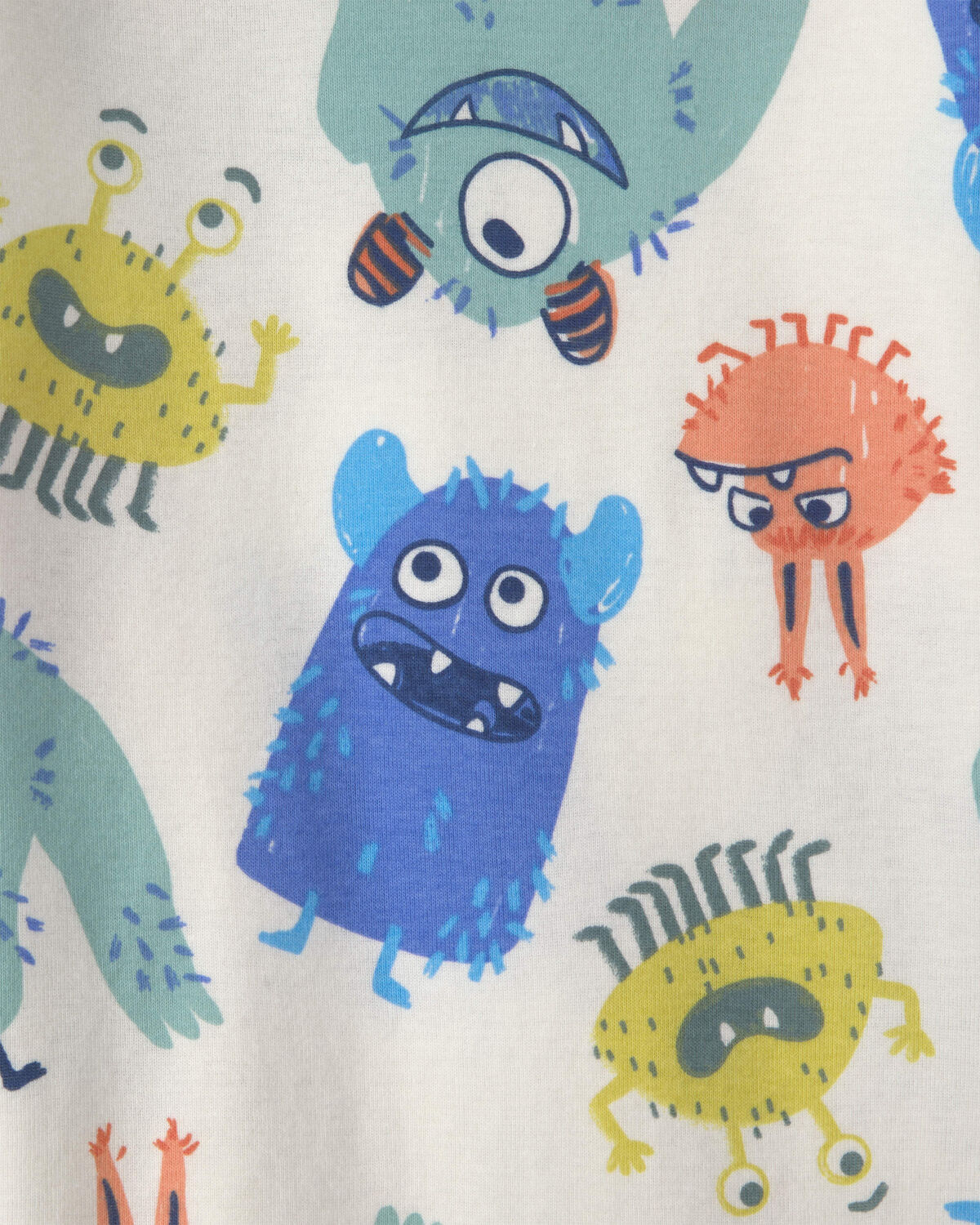Toddler Boy 4-Piece Monster 100% Cotton Snug Fit Pajama Set - Teal/Cream - Image 5