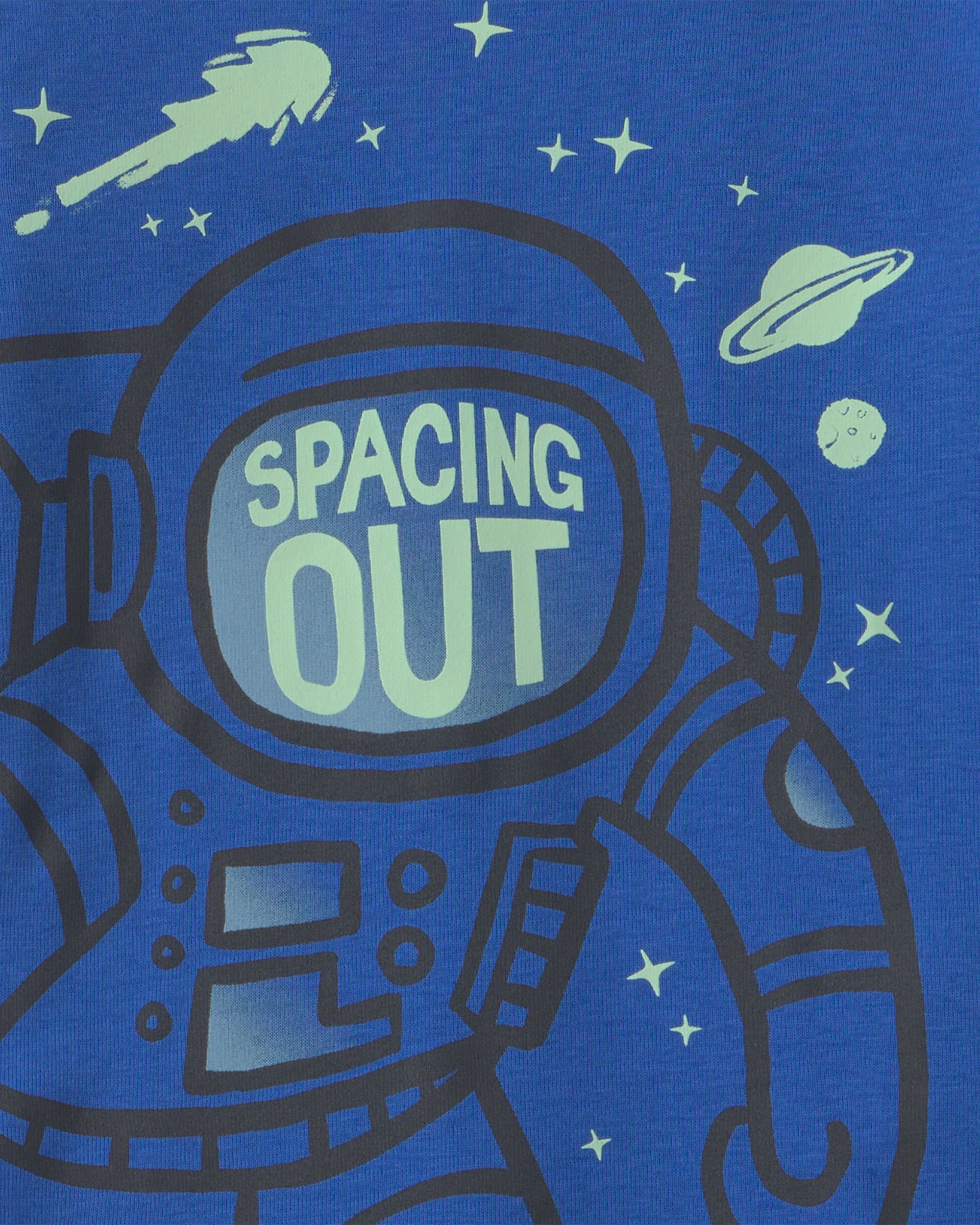 Toddler Boy 4-Piece Astronaut Glow in the Dark 100% Cotton Snug Fit Pajama Set - Blue - Image 5