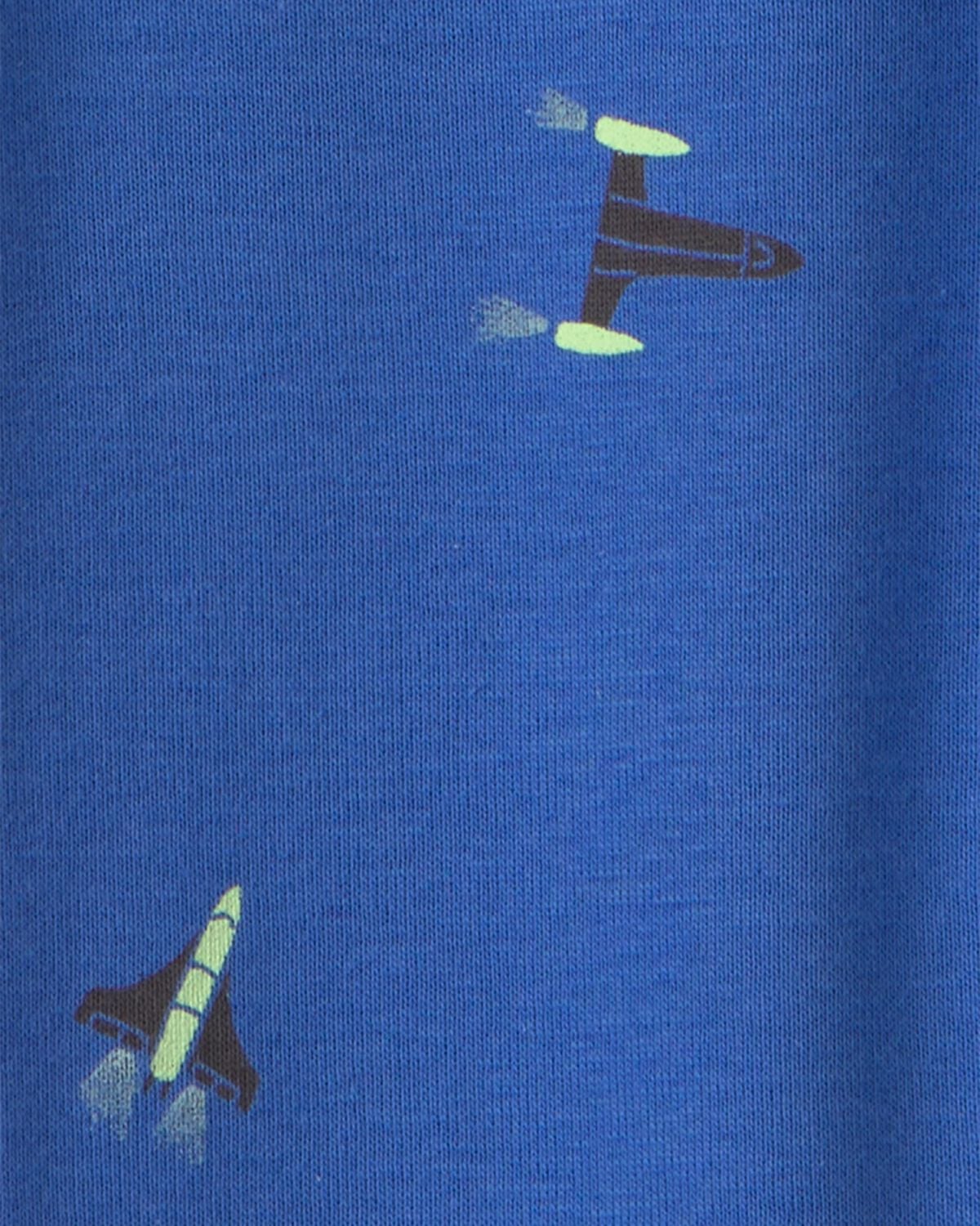 Toddler Boy 4-Piece Astronaut Glow in the Dark 100% Cotton Snug Fit Pajama Set - Blue - Image 4