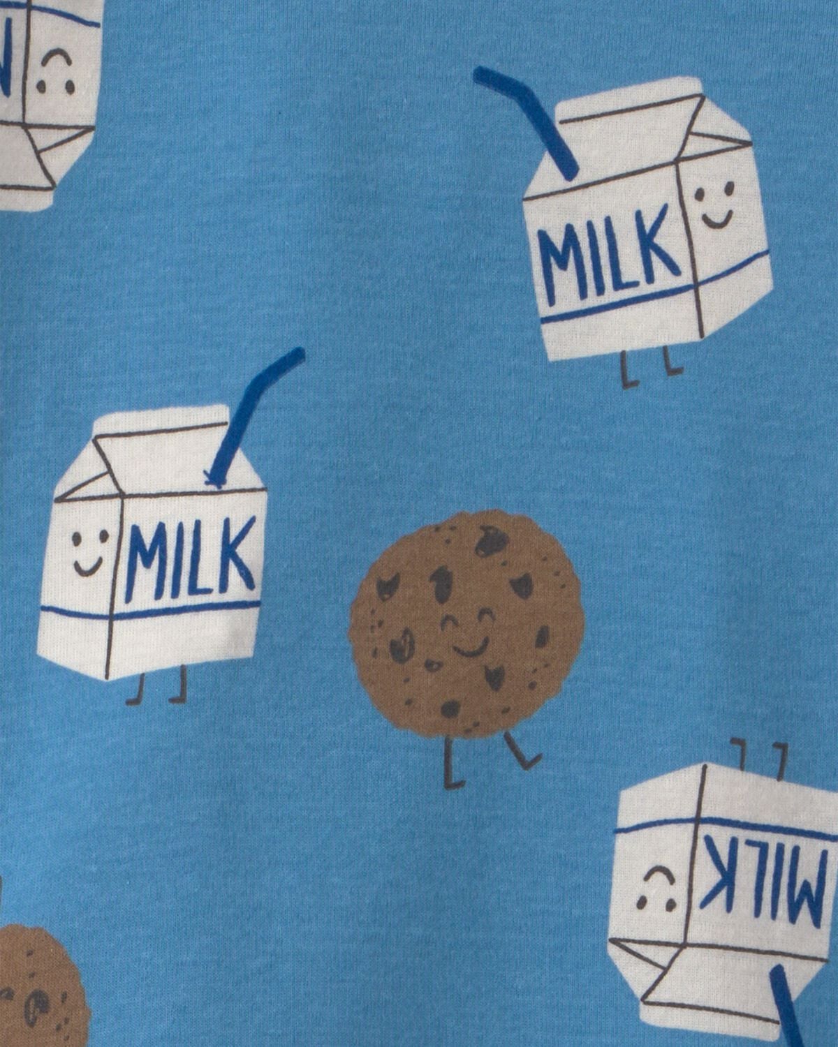 Toddler Boy 4-Piece Milk & Cookies 100% Cotton Snug Fit Pajama Set - Blue - Image 3