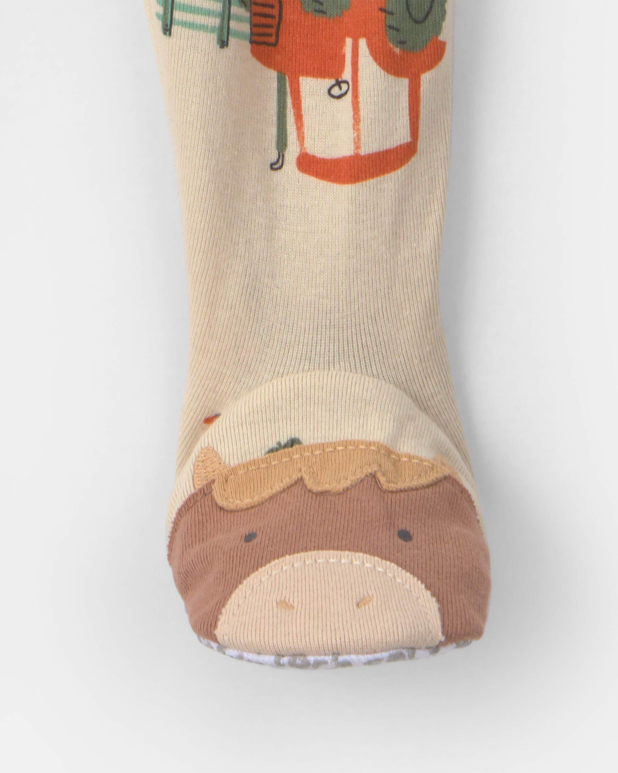 Toddler Boy 1-Piece Farm 100% Cotton Snug Fit Footed Pajama - Beige - Image 5