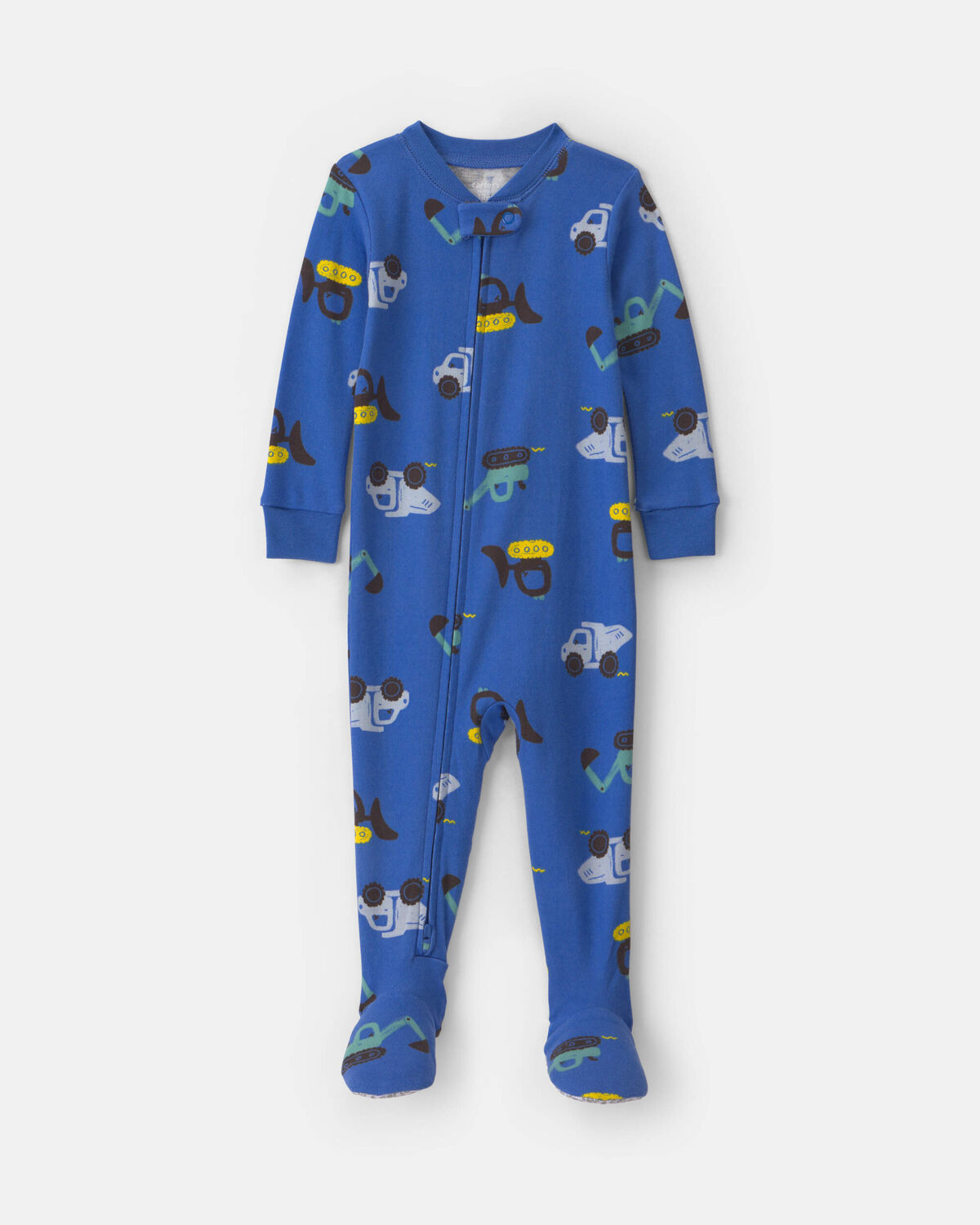 Toddler Boy 1-Piece Construction 100% Cotton Snug Fit Footed Pajama - Blue