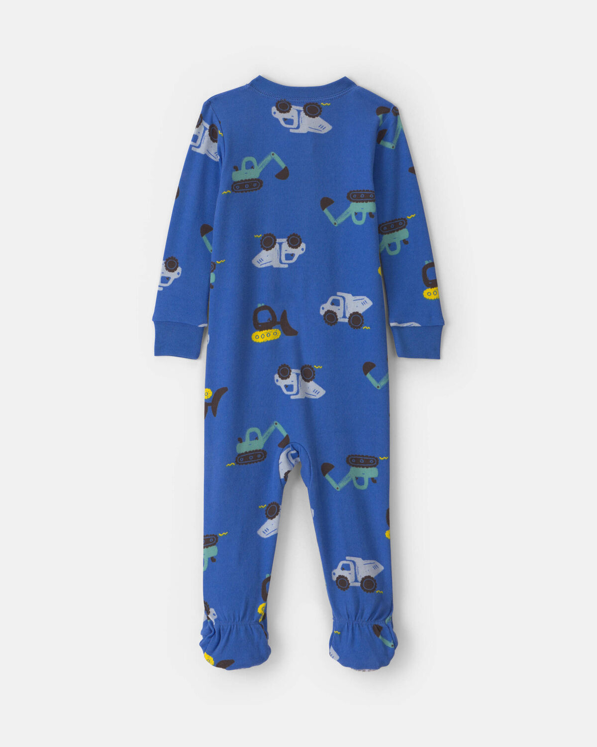 Toddler Boy 1-Piece Construction 100% Cotton Snug Fit Footed Pajama - Blue - Image 2