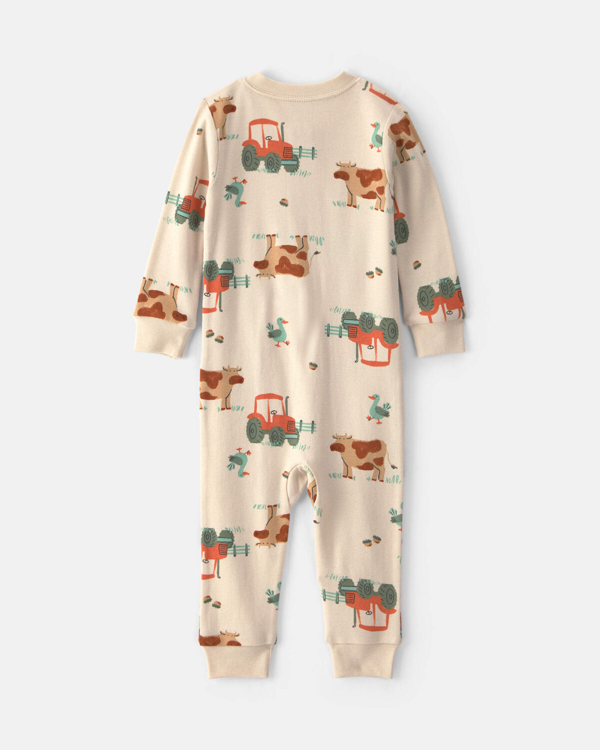 Toddler Boy 1-Piece Farm 100% Cotton Snug Fit Pajama - Beige - Image 2