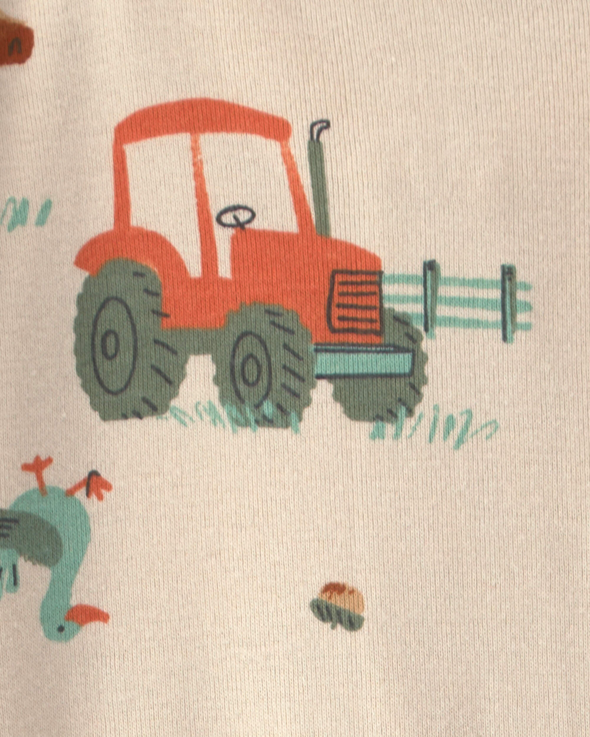 Toddler Boy 1-Piece Farm 100% Cotton Snug Fit Pajama - Beige - Image 4