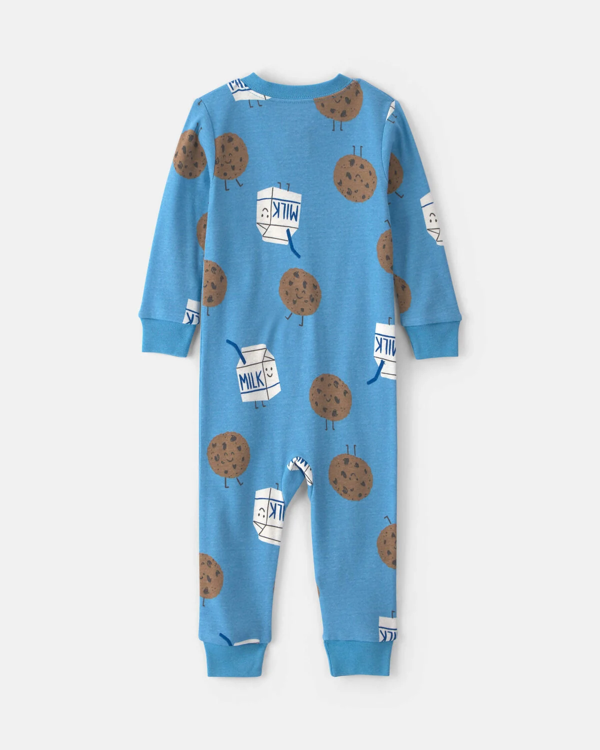 Toddler Boy 1-Piece Milk & Cookies 100% Cotton Snug Fit Pajama - Blue - Image 2