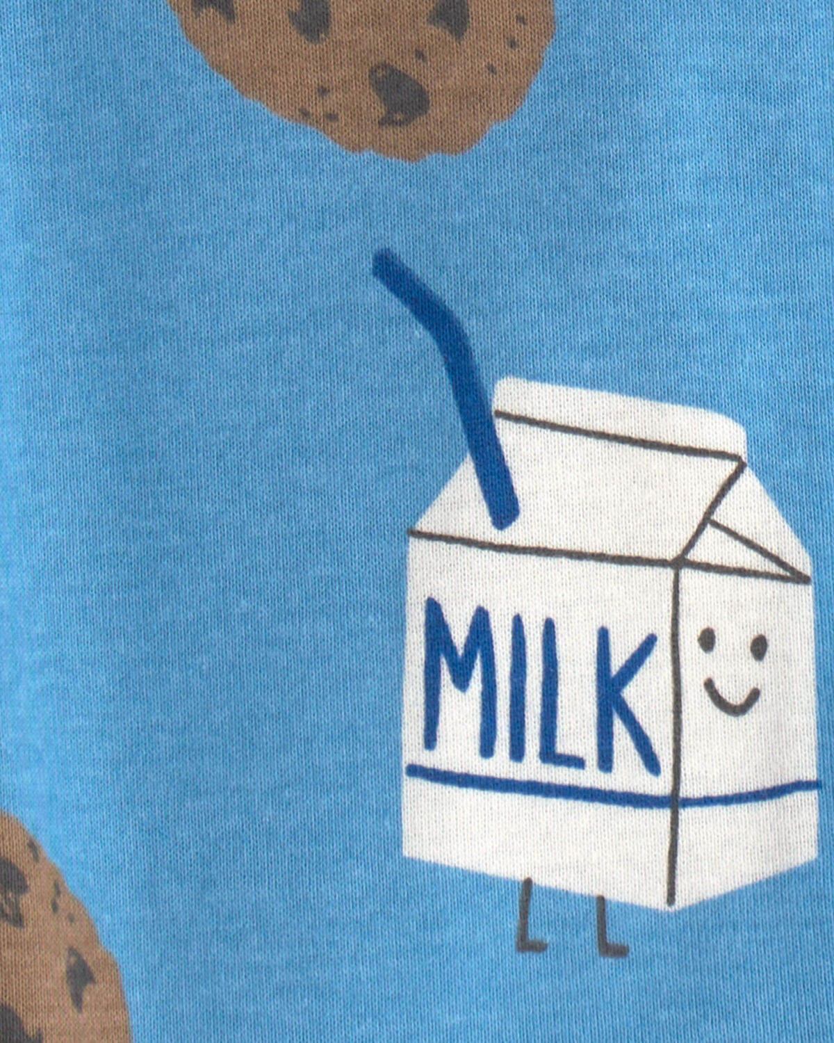 Toddler Boy 1-Piece Milk & Cookies 100% Cotton Snug Fit Pajama - Blue - Image 3