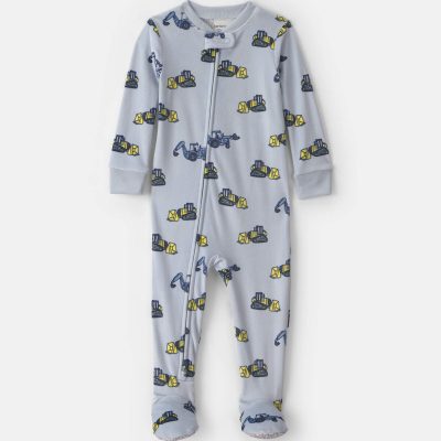 Toddler Boy 1-Piece Construction DreamPlush Snug Fit Footed Pajama - Blue