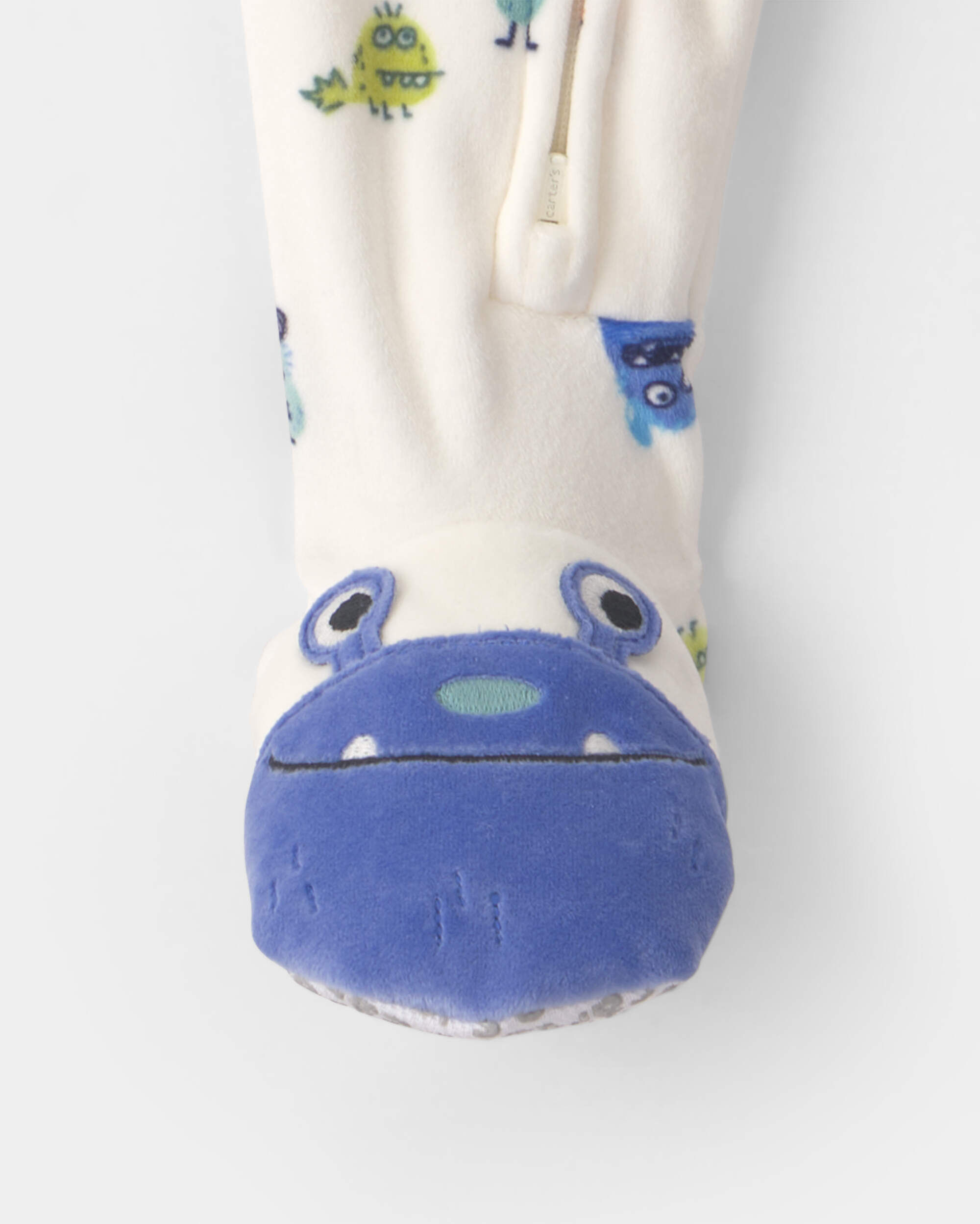 Toddler Boy 1-Piece Monster DreamPlush Snug Fit Footed Pajama - Cream - Image 5
