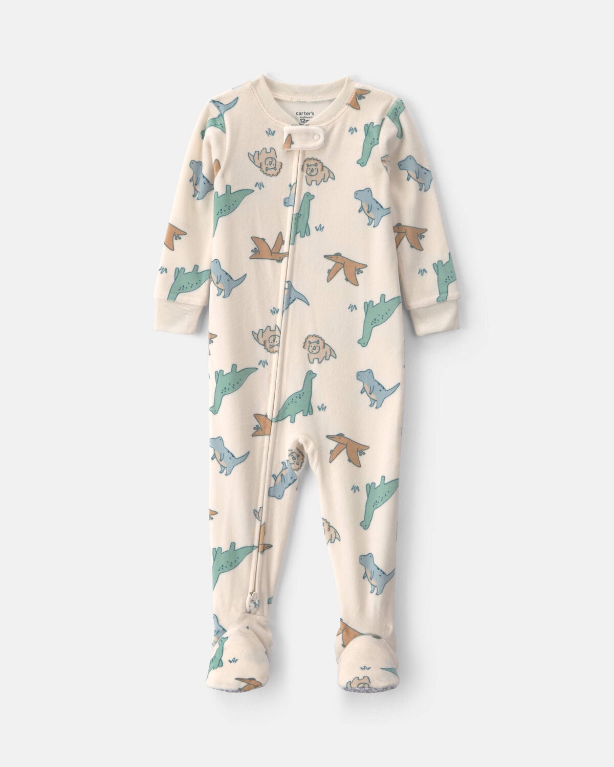 Toddler Boy 1-Piece Dino DreamPlush Snug Fit Footed Pajama - Cream