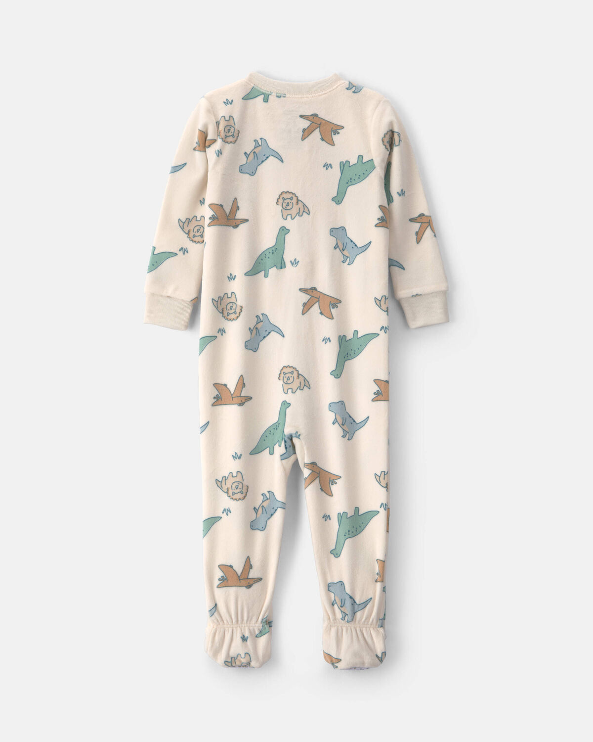 Toddler Boy 1-Piece Dino DreamPlush Snug Fit Footed Pajama - Cream - Image 2