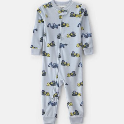 Toddler Boy 1-Piece Construction DreamPlush Snug Fit Pajama - Blue