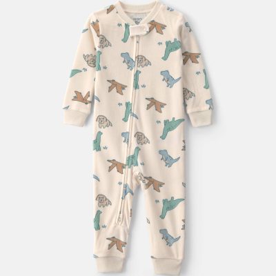 Toddler Boy 1-Piece Dino DreamPlush Snug Fit Pajama - Cream