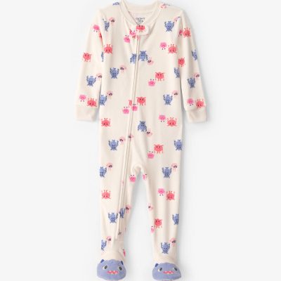 Toddler Girl 1-Piece Monster DreamPlush Snug Fit Footed Pajama - Cream