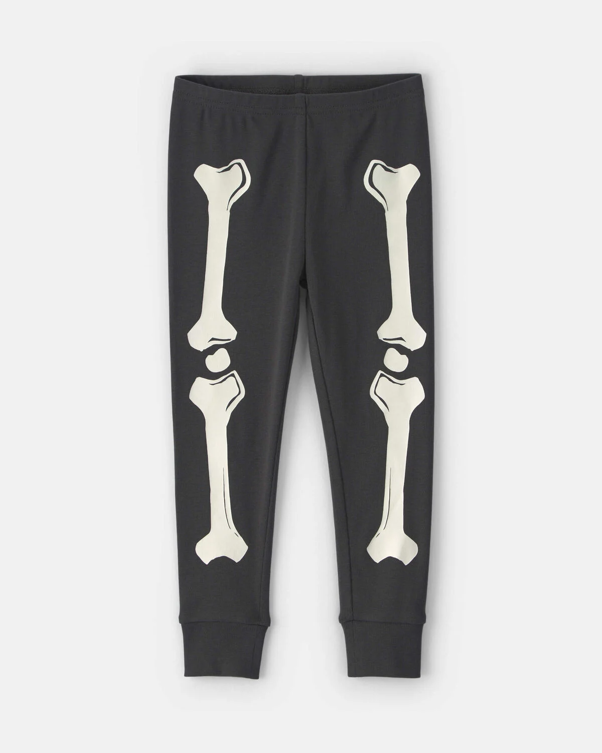 Toddler 2-Piece Halloween Glow in the Dark Skeleton 100% Cotton Snug Fit Pajama Set - Charcoal - Image 3
