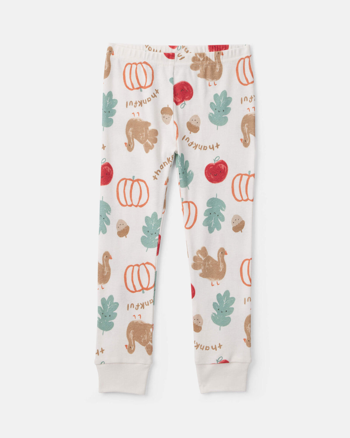 Toddler 2-Piece Thanksgiving 100% Cotton Snug Fit Pajama Set - Cream - Image 2
