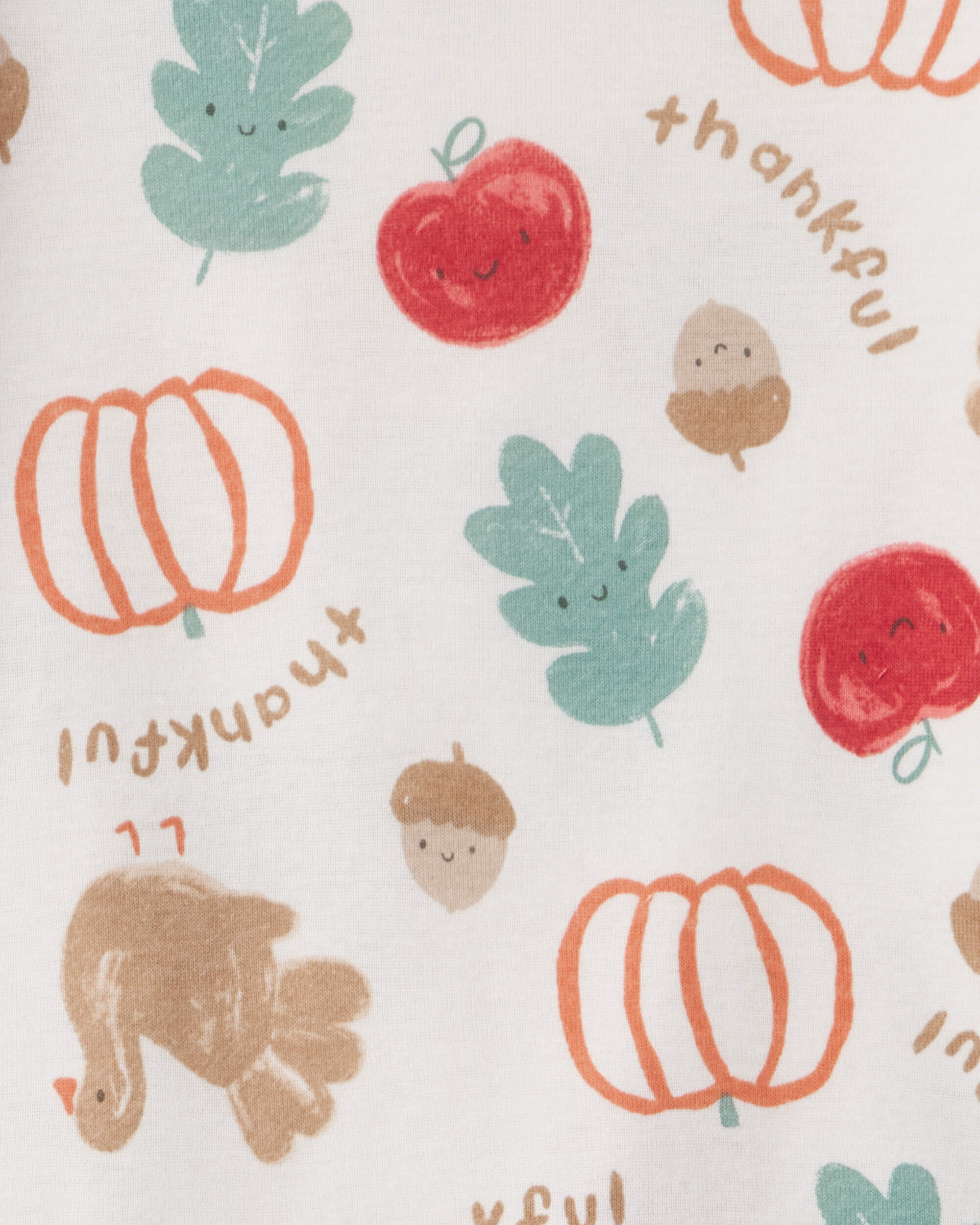 Toddler 2-Piece Thanksgiving 100% Cotton Snug Fit Pajama Set - Cream - Image 4