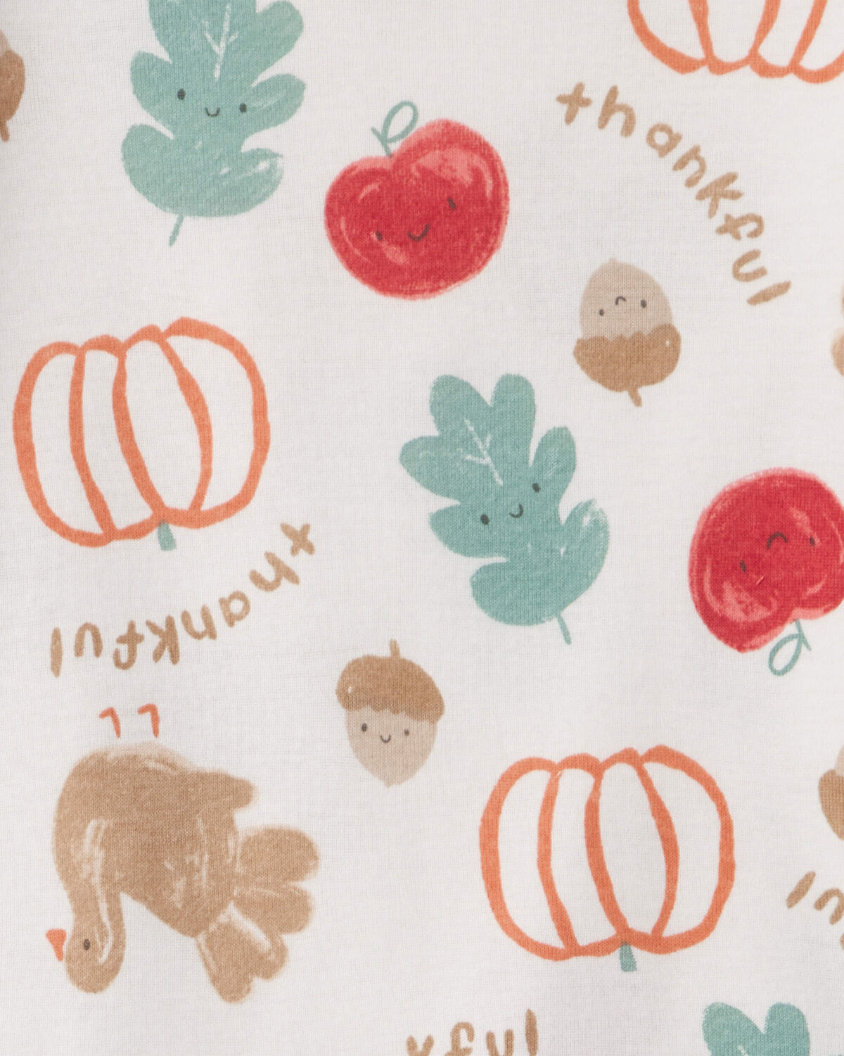Toddler 2-Piece Thanksgiving 100% Cotton Snug Fit Pajama Set - Cream - Image 3