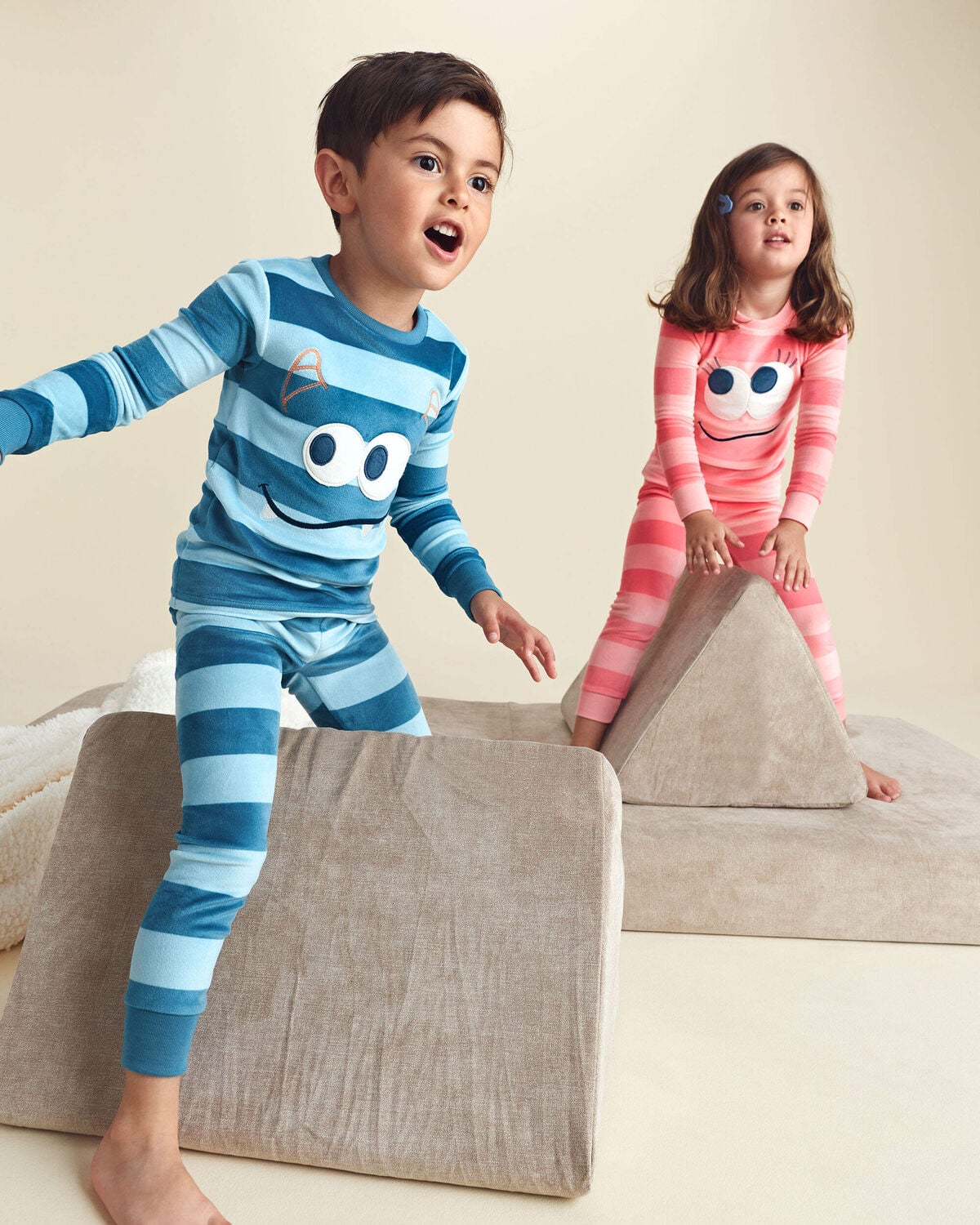 Toddler Boy 2-Piece Monster Striped DreamPlush Snug Fit Pajama Set - Blue - Image 2
