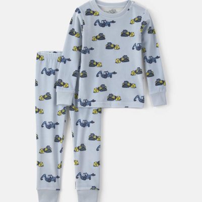 Toddler Boy 2-Piece Construction DreamPlush Snug Fit Pajama Set - Blue