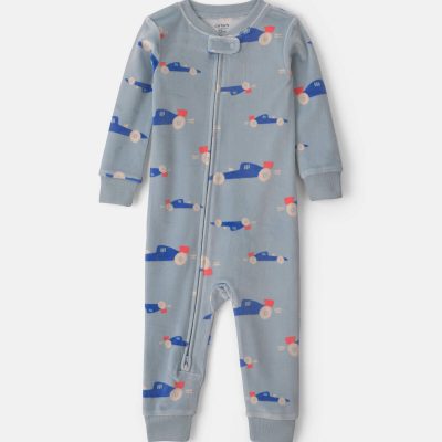 Toddler Boy 1-Piece Cars DreamPlush Snug Fit Pajama - Blue