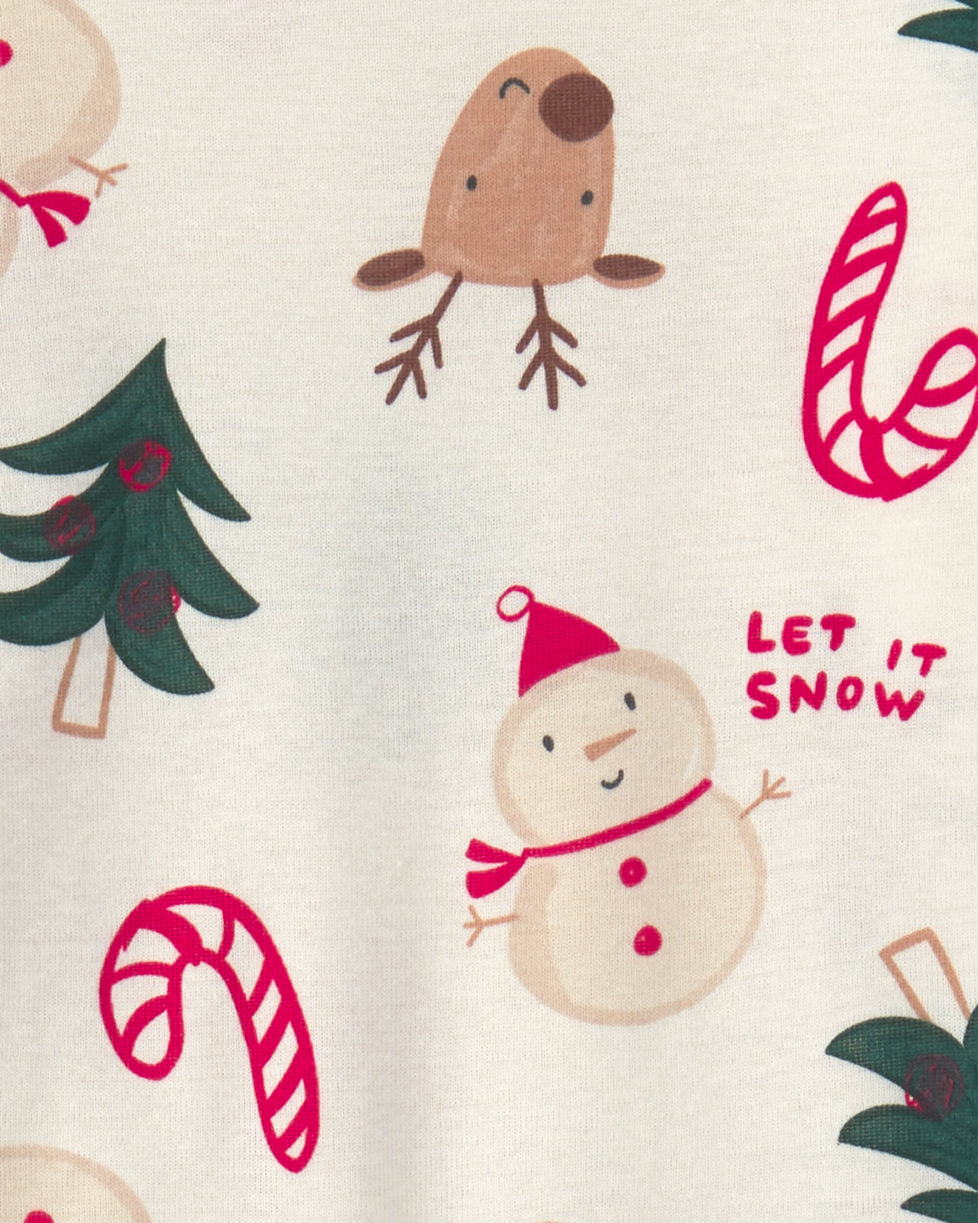 Toddler 2-Piece Brown Santa Christmas 100% Cotton Snug Fit Pajama Set - Red - Image 5