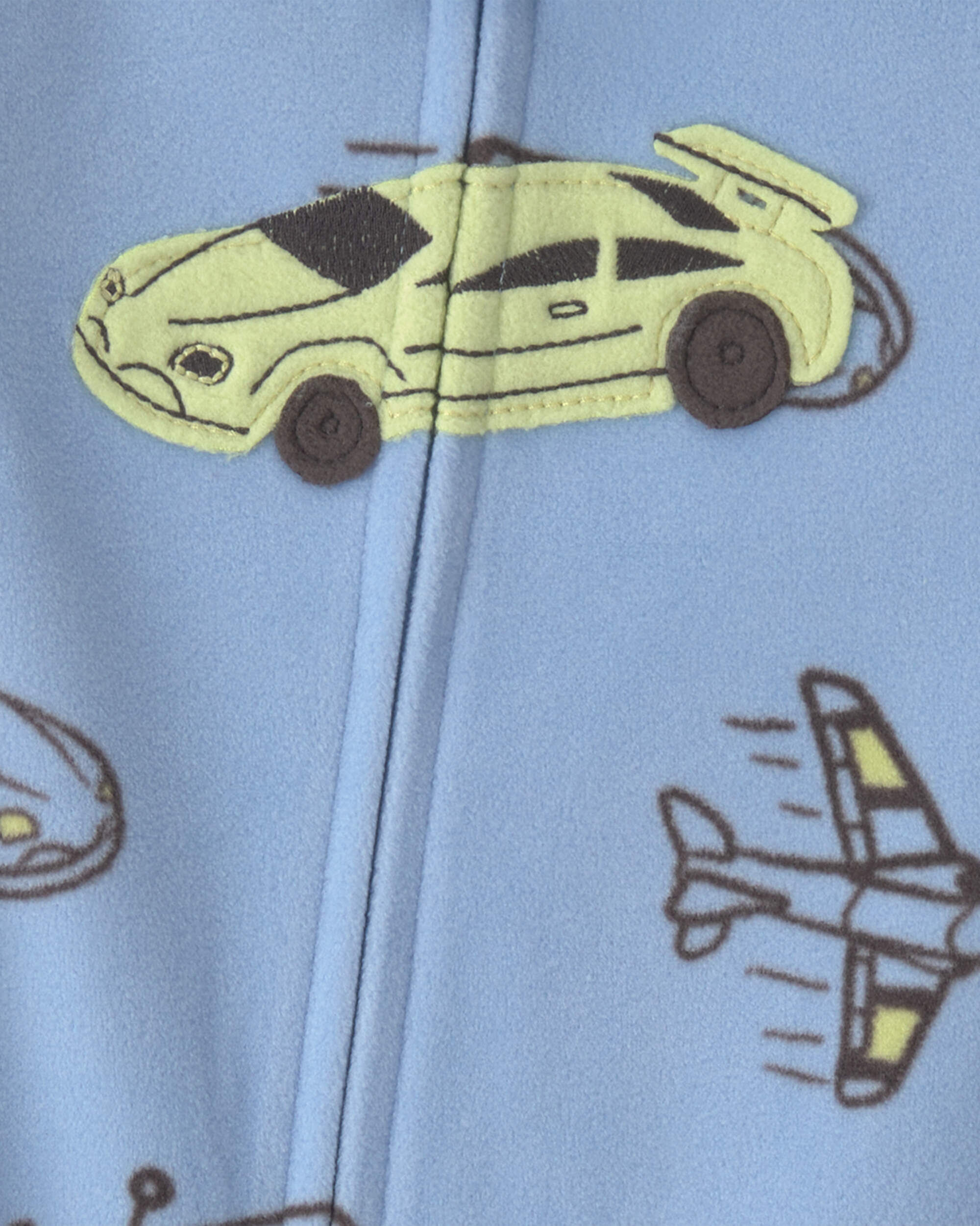 Toddler Boy 1-Piece Racecar Fleece Loose Fit Footed Pajama - Blue/Green - Image 4