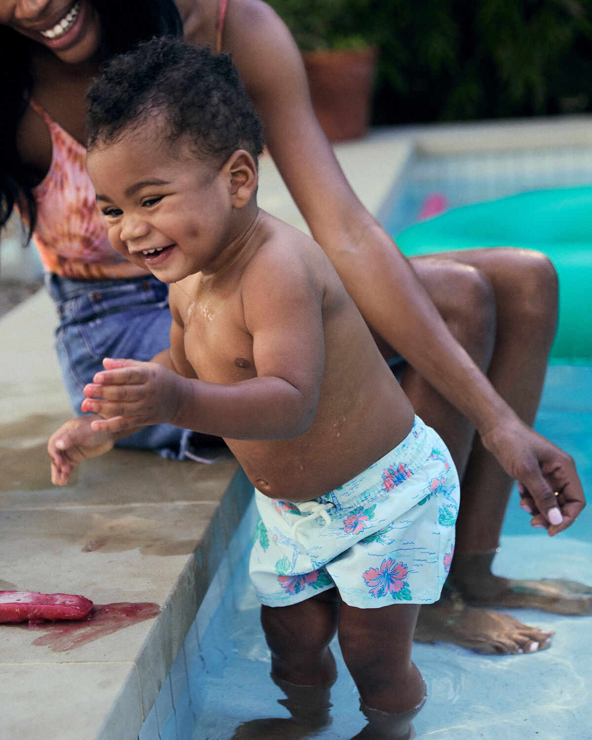 Toddler Boy Tropical Beach Swim Trunks - Blue - Image 2