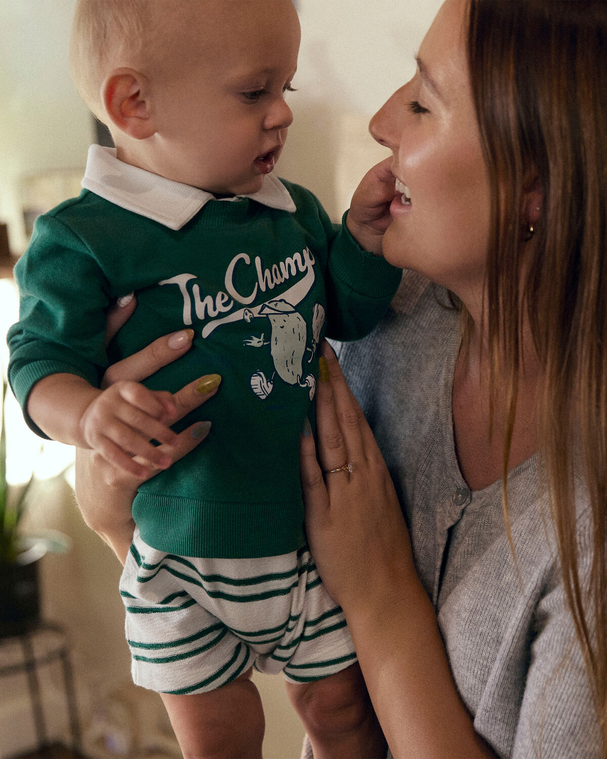 Baby Boy 3-Piece Pickleball Sweatshirt, Bodysuit & Short Set - Green - Image 2