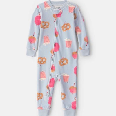 Toddler Girl 1-Piece Festival Treats DreamPlush Snug Fit Pajama - Blue