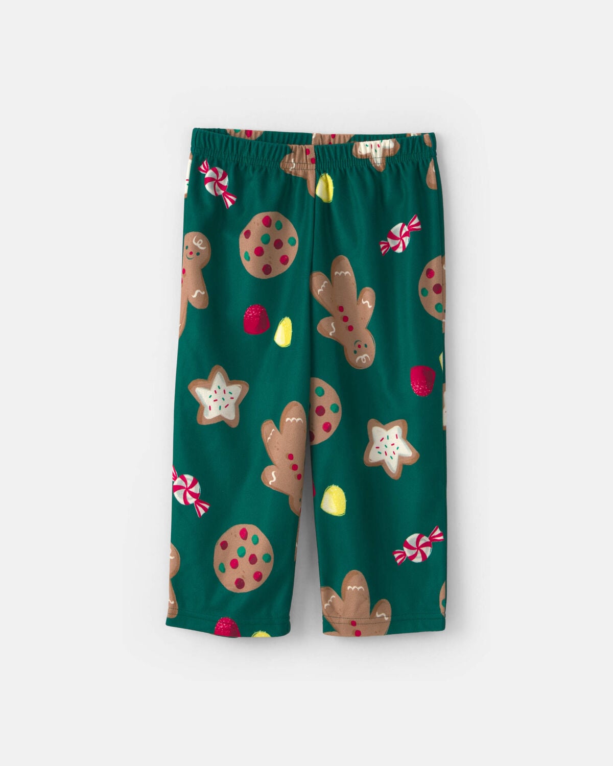 Toddler 2-Piece Christmas Gingerbread Fleece Loose Fit Pajama Set - Green - Image 2